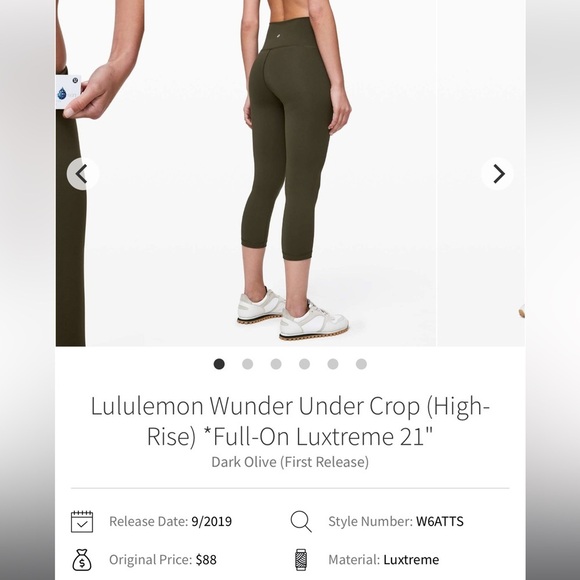 Women’s Lululemon Wunder Under Crop (High-Rise) *Full-On Luxtreme 21" Size 2 - Picture 15 of 15